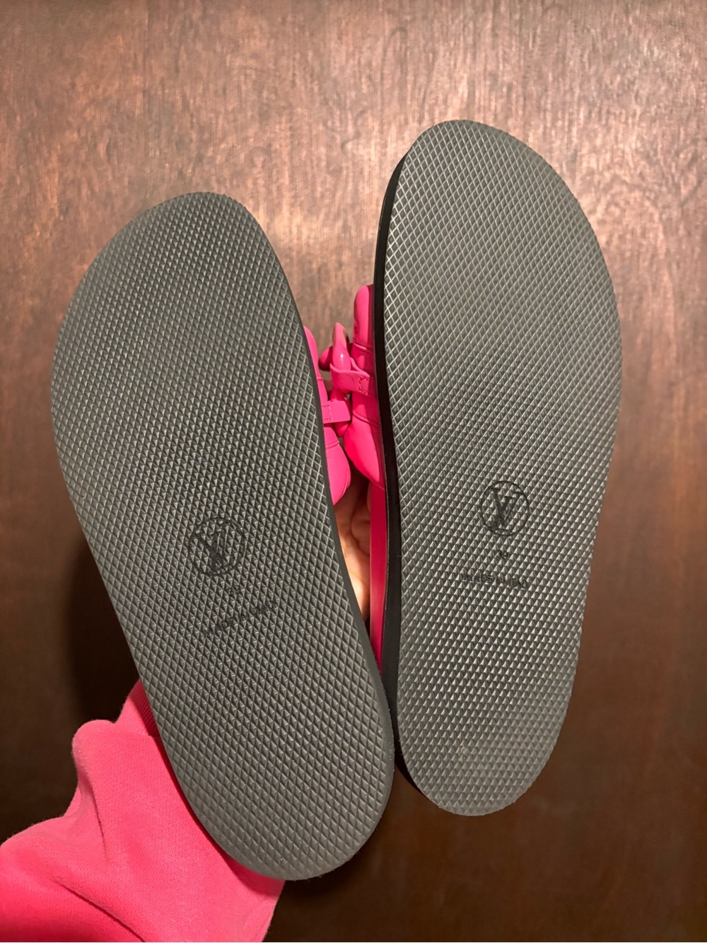 Louis Vuitton Hot Pink Leather Chain Slide Sandals - Picture 6 of 8